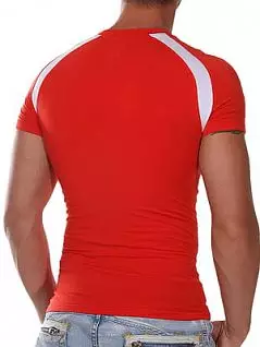 Мужская красная облегающая футболка с белыми контрастными ставками Doreanse For Everyday and Sport 2527c06